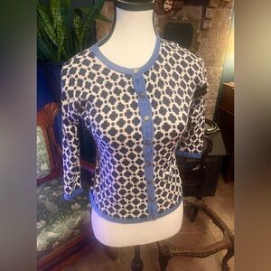 Spartina 449 May River Blue and ivory Geometric Cardigan